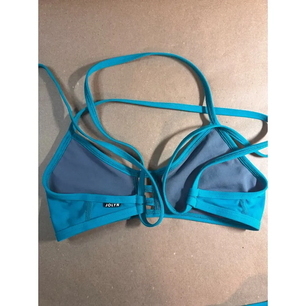 JOLYN Tomcat Top Andy Bottom Bikini Set Teal Blue Size Medium M